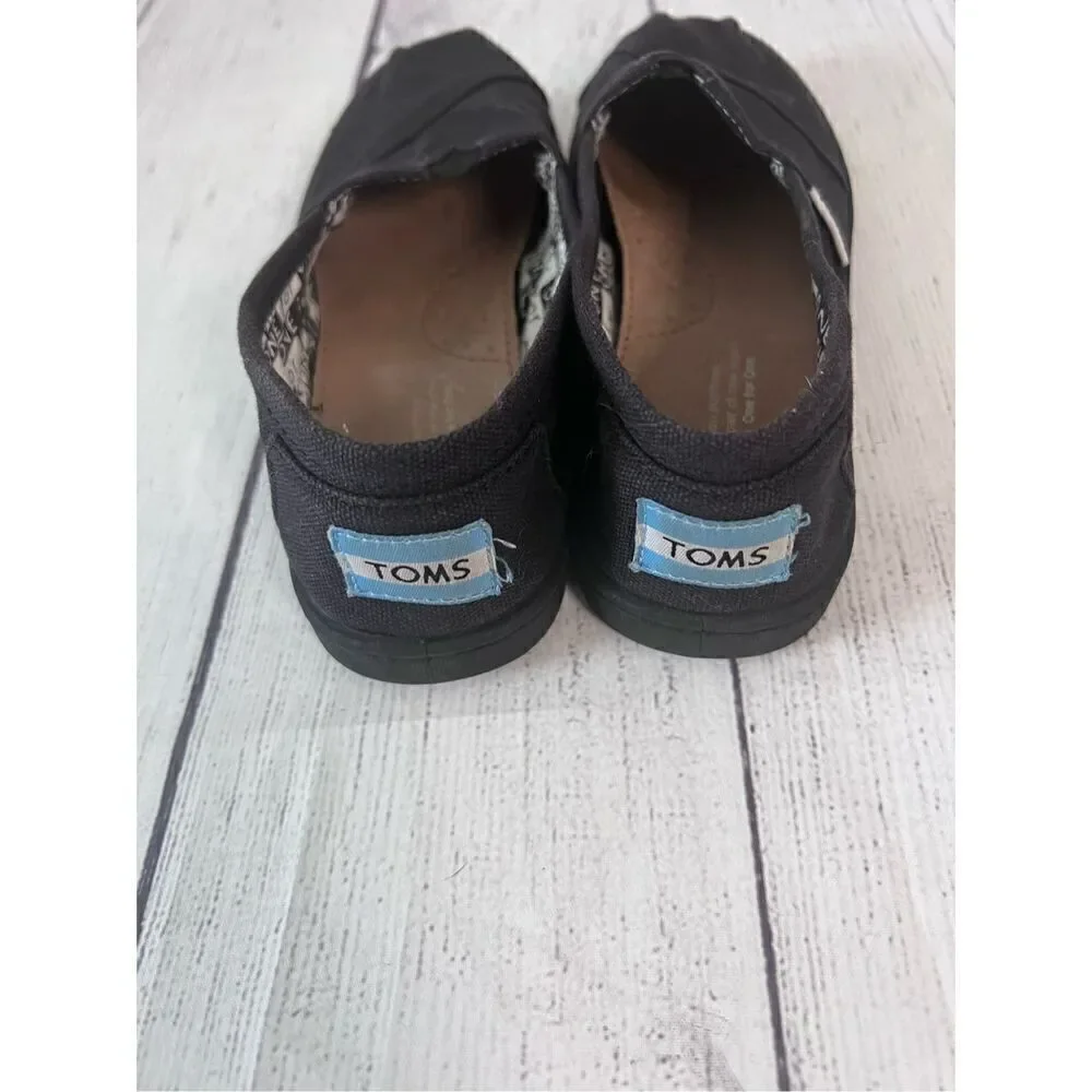 Toms Youth Black slip ons Size Y2 - 8.125”